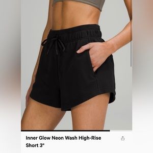 Lululemon Inner Glow High Rise short 3” * Modal, size 6, Black